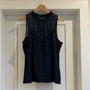 White House Black Market Navy Lace Tank Top